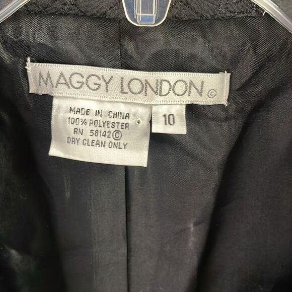 KASPER  Wool Blend Black Tailored Swiss Dot Velvet Trim Jacket Blazer Size 14 - Picture 4 of 8